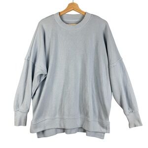 Aerie Pullover Women's Sweatshirt Blue Distressed Long Sleeves Size S Cotton Top